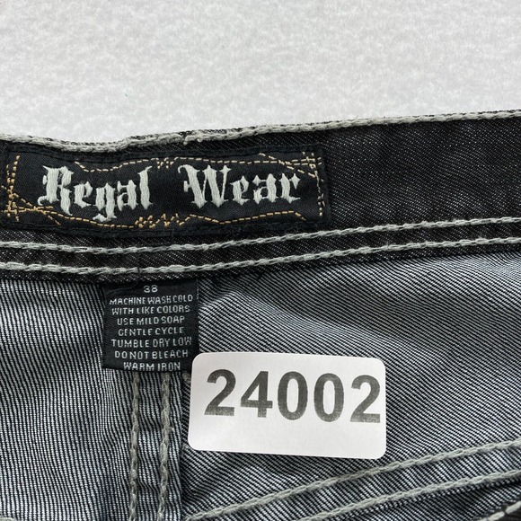 Vintage Regal Wear Jeans Mens 38x34 Straight Leg Black Denim Embroidered Y2K NWT - Picture 5 of 14